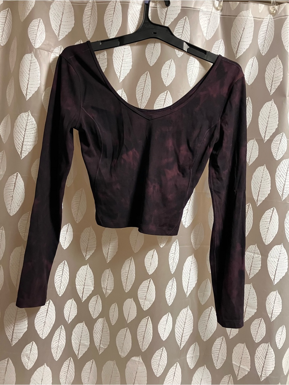lululemon athletica Long Sleeve Scoop Crop Top in Deep Plum and Black